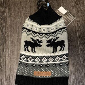 Eddie Bauer Dog Apparel Black & Gray Moose Fair Isle Turtleneck Sweater
